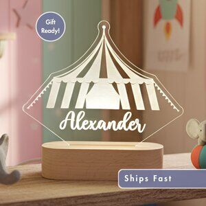 Circus Custom Name Light • Personalized LED Decor • Boy/Girl Kids Gift